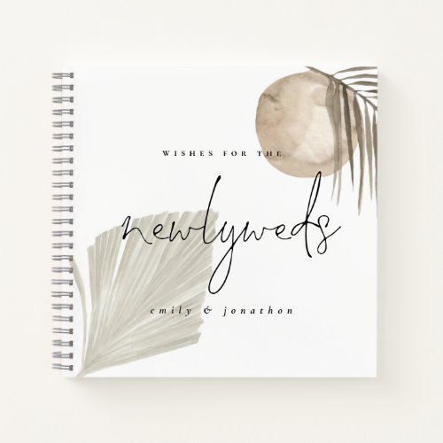 Boho Pampas Grass Newlyweds Wedding Guest Book