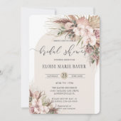 Boho Pampas Grass Orchid Floral Arch Bridal Shower Invitation (Front)