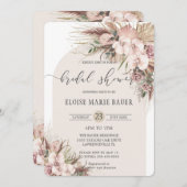 Boho Pampas Grass Orchid Floral Arch Bridal Shower Invitation (Front/Back)