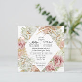 BOHO Pampas Grass Palm Foliage Blush Orchid Floral Invitation (Standing Front)