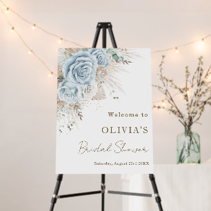 Boho Pampas Grass Pastel Blue Floral Bridal Shower Foam Board