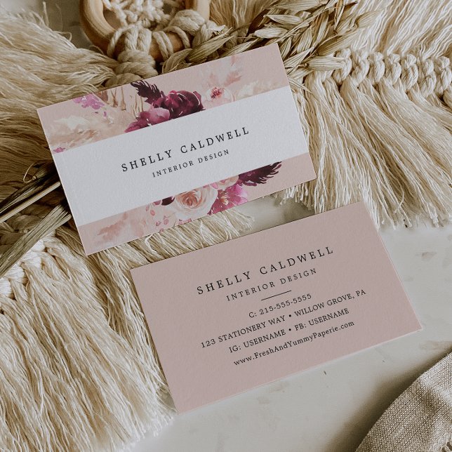 Boho Pampas Grass | Peach Business Card (Creator Uploaded)