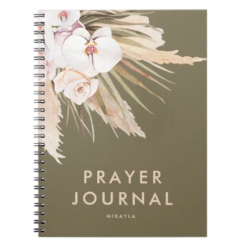 Boho Pampas Grass Personalized Prayer Journal