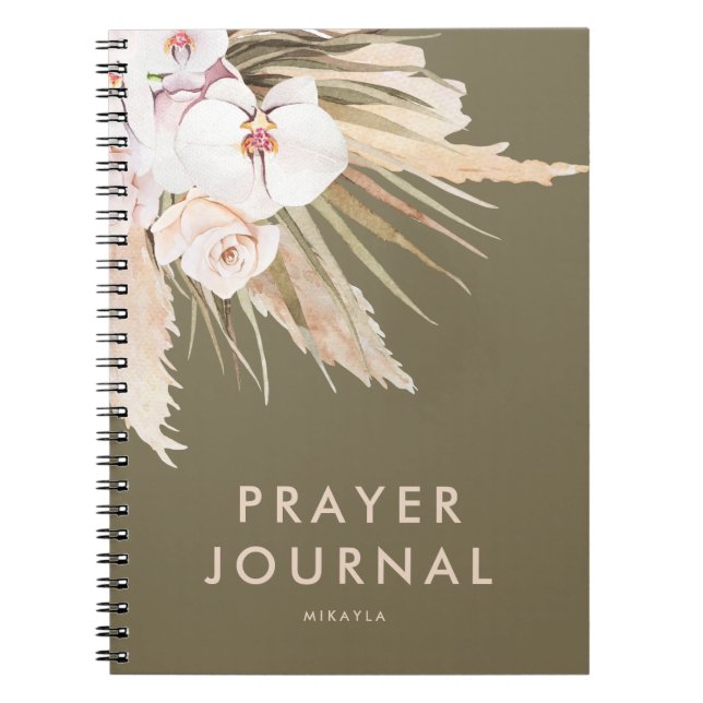 Boho Pampas Grass Personalized Prayer Journal (Front)