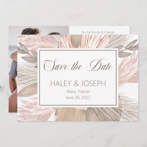 Boho Pampas Grass Photo Save the Date