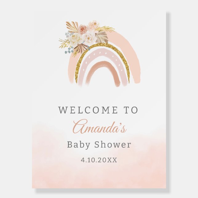 Boho Pampas Grass pink Rainbow girl welcome  Foam Board (Front)