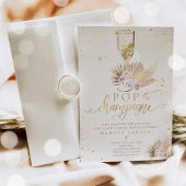 Boho Pampas Grass Pop the Champagne Bridal Shower  Invitation