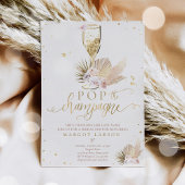 Boho Pampas Grass Pop the Champagne Bridal Shower  Invitation