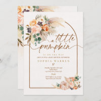 Boho Pampas Grass Pumpkin Baby Shower Terracotta Invitation