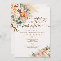 Boho Pampas Grass Pumpkin Baby Shower Terracotta  Invitation