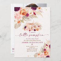 Boho Pampas Grass Pumpkin Burgundy Baby Shower  Invitation