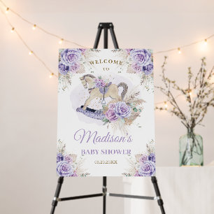 Boho Pampas Grass Purple Floral Rocking Horse Baby Foam Board