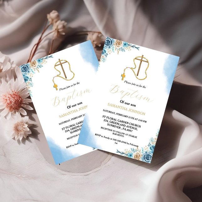 Boho Pampas Grass Rainbow Girl BAptism Christening Invitation (Creator Uploaded)