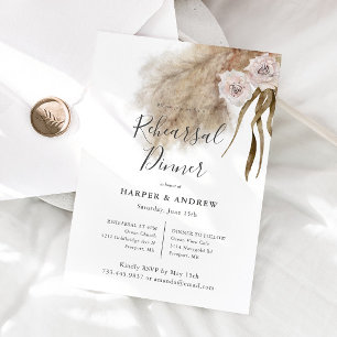 Boho Pampas Grass Rehearsal Dinner Invitation