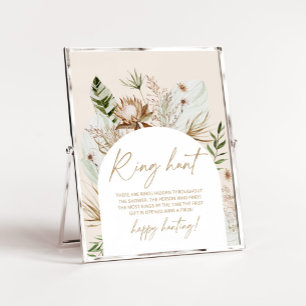 Boho pampas grass ring hunt bridal shower game poster