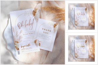 Boho Pampas Grass Rose & Gold Arch Baby Shower