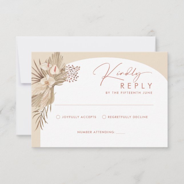Boho Pampas Grass RSVP Reply Card (Front)