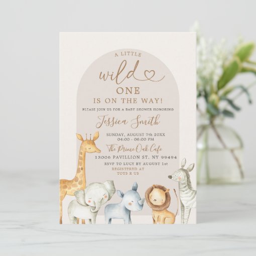 Boho Pampas Grass Safari Wild One Baby Shower Invi Invitation | Zazzle