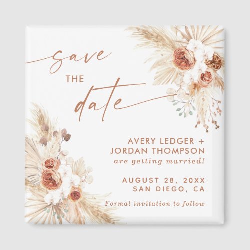 Boho Pampas Grass Save the Date Magnet