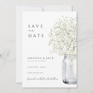 Boho pampas grass save the date minimalist  invitation