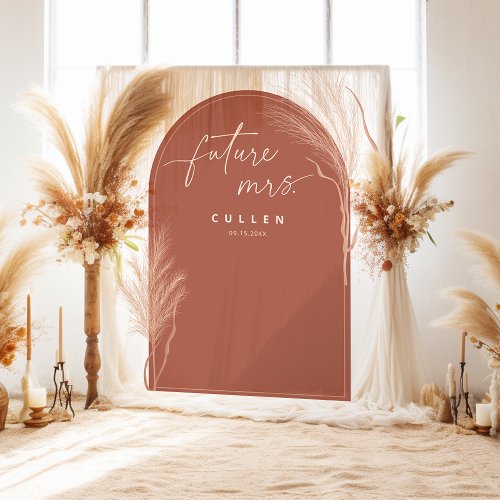 Boho Pampas Grass Terracotta Arch Bridal Shower Tapestry