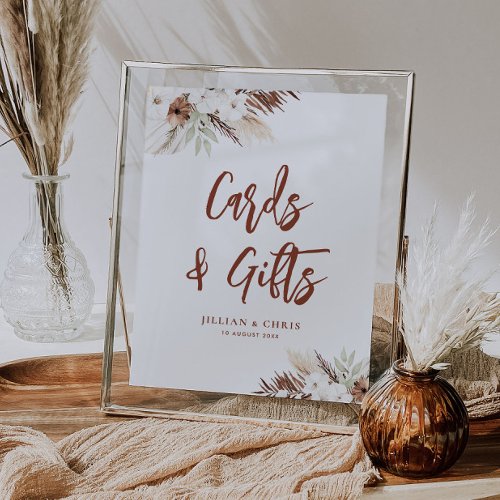 boho pampas grass terracotta cards and gifts sign