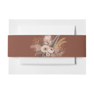  Boho Pampas Grass Terracotta Photo Wedding  Invitation Belly Band