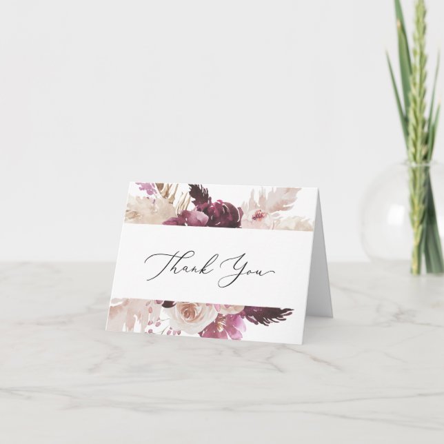 Boho Pampas Grass Thank You Card (Front)