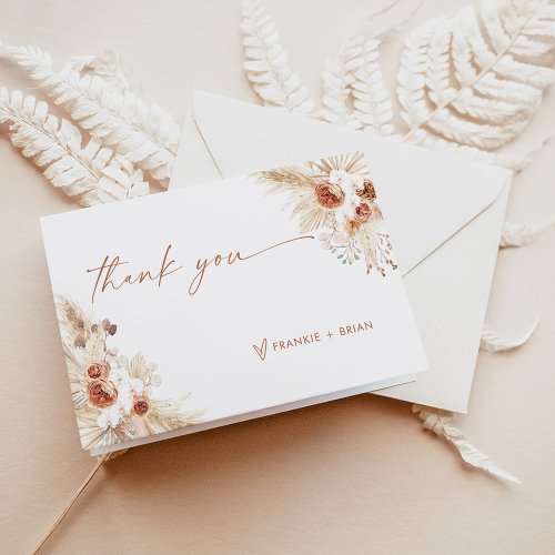 Boho Pampas Grass Thank You Card 