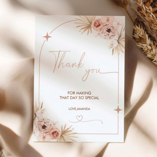 Boho Pampas Grass Thank You Card Boho Card (Creator Uploaded)