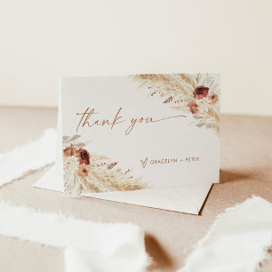 Boho Pampas Grass Thank You Card Wedding