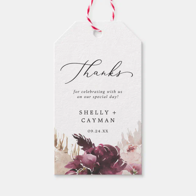 Boho Pampas Grass Thank You Favor Gift Tags | Zazzle