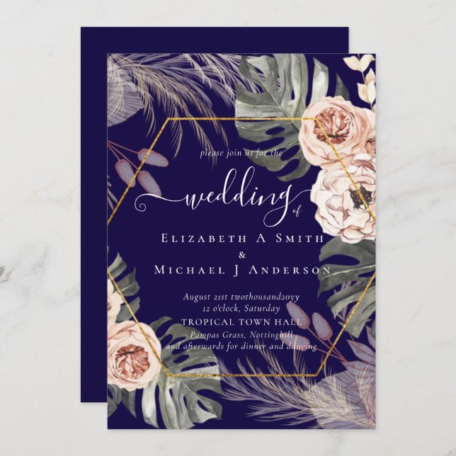 BOHO PAMPAS GRASS TROPICAL Wedding (Front/Back)