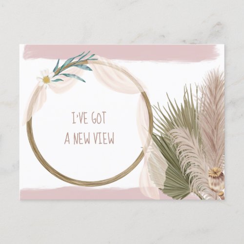 Boho Pampas Grass Voile Window Moving Announcement Postcard