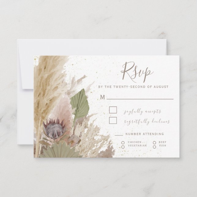 BOHO PAMPAS GRASS WATERCOLOR RSVP CARD (Front)