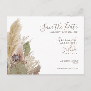BOHO PAMPAS GRASS WATERCOLOR SAVE THE DATE POSTCARD