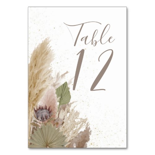 BOHO PAMPAS GRASS WATERCOLOR TABLE NUMBER