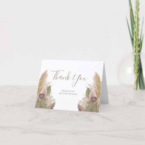 BOHO PAMPAS GRASS WATERCOLOR THANK YOU CARD