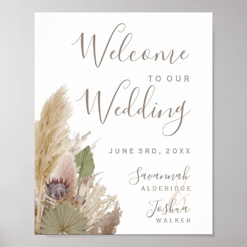 BOHO PAMPAS GRASS WATERCOLOR WELCOME SIGN