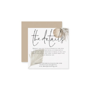 Boho Pampas Grass Wedding Details Enclosure Card