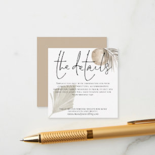 Boho Pampas Grass Wedding Details Enclosure Card