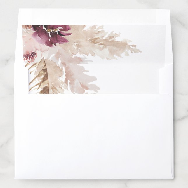 Boho Pampas Grass Wedding Envelope Liner (In Envelope)