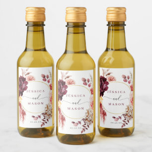 Boho Pampas Grass Wedding Favors Mini Wine Label