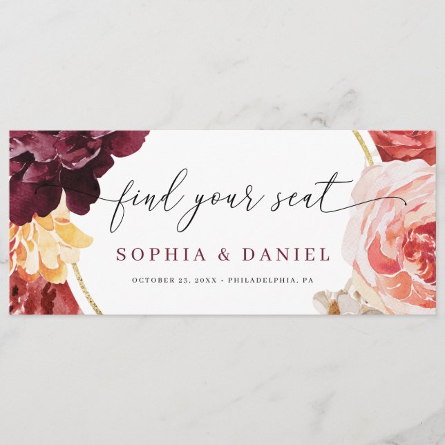 Boho Pampas Grass Wedding Find Your Seat Chart Program (Front)