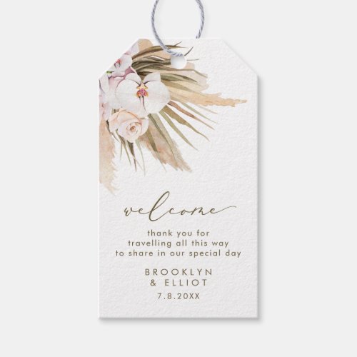 Boho Pampas Grass Wedding Hotel Welcome Gift Tags