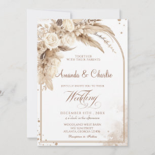 Boho Pampas Grass Wedding Invitation