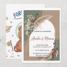 Boho Pampas Grass Wedding Invitation 