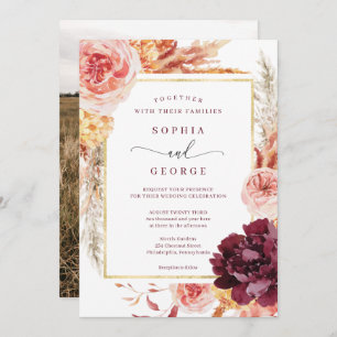 Boho Pampas Grass Wedding Invitation
