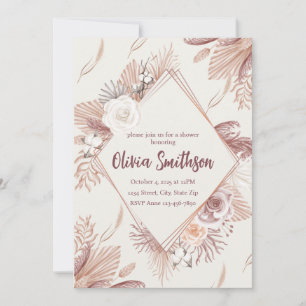 Boho Pampas Grass Wedding Invitation — Terracotta