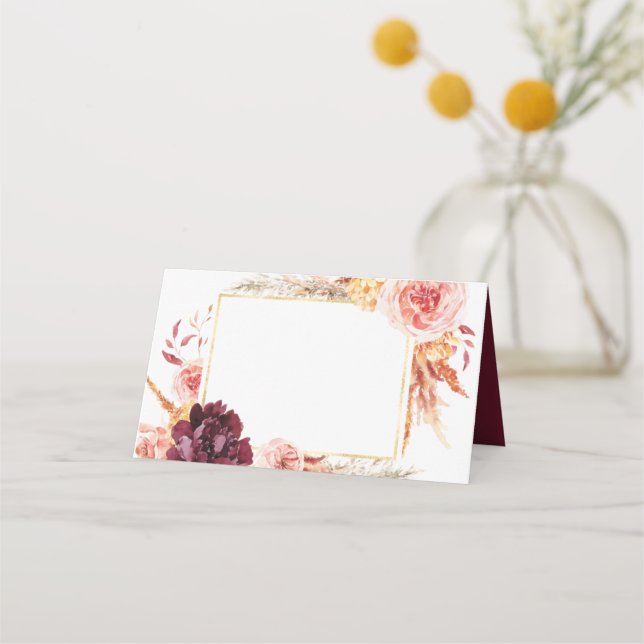 Boho Pampas Grass Wedding Place Cards (Front)